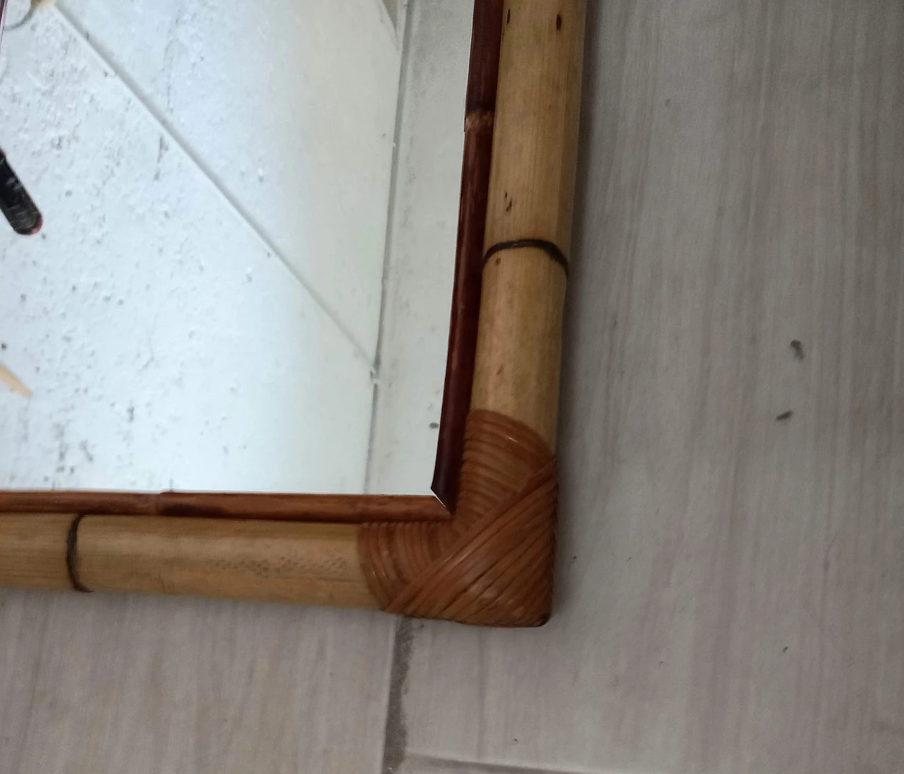 Specchio da parete in midollino, anni '80 4