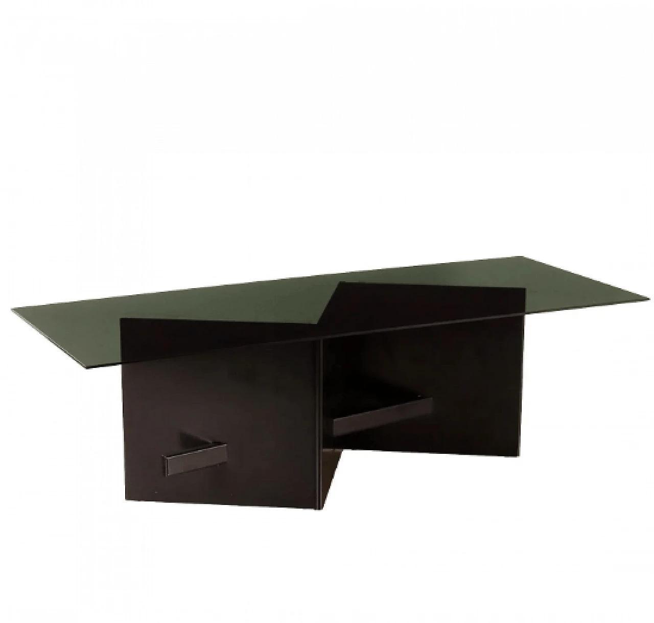 Tavolo in legno laccato e vetro fumé, anni '90 1