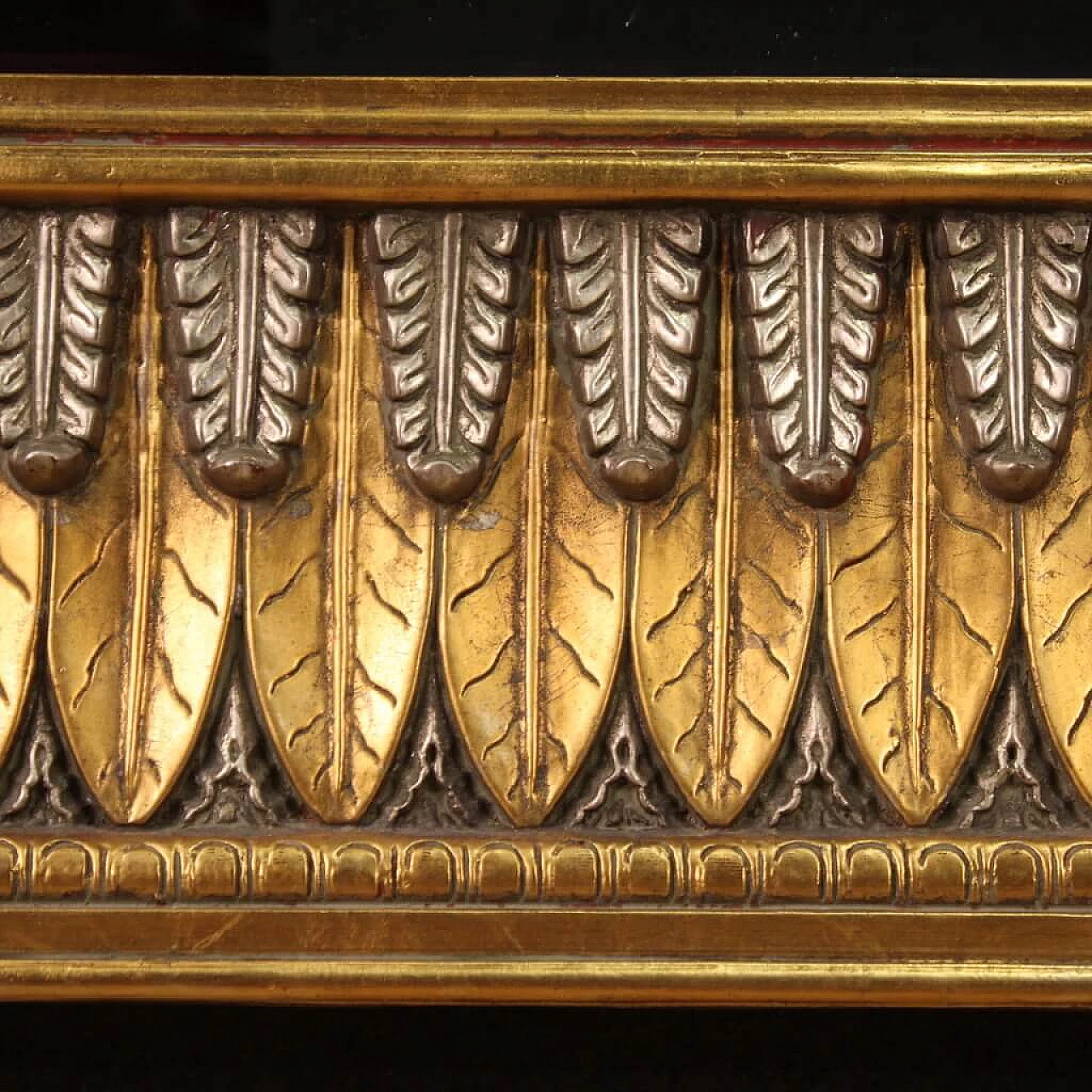 Sculpted, gilded and silver-plated stucco and wood mirror, 1970s 7