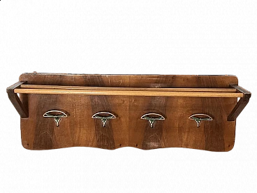 Beech and brass coat rack with hat rack, 1950s