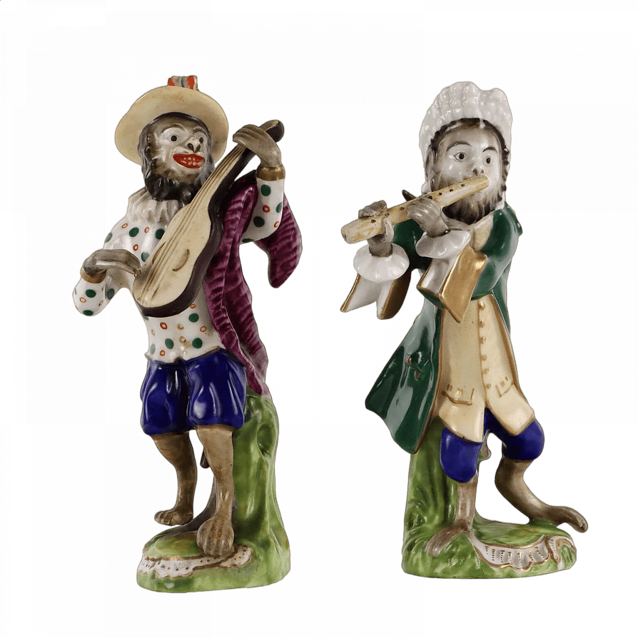 Pair of porcelain orchestral monkeys, late 19th century 11