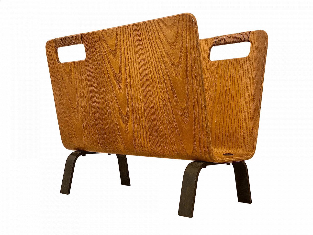 Teak and black lacquered metal magazine rack attributed to Campo & Graffi, 1960s 11