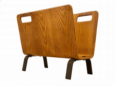 Teak and black lacquered metal magazine rack attributed to Campo & Graffi, 1960s