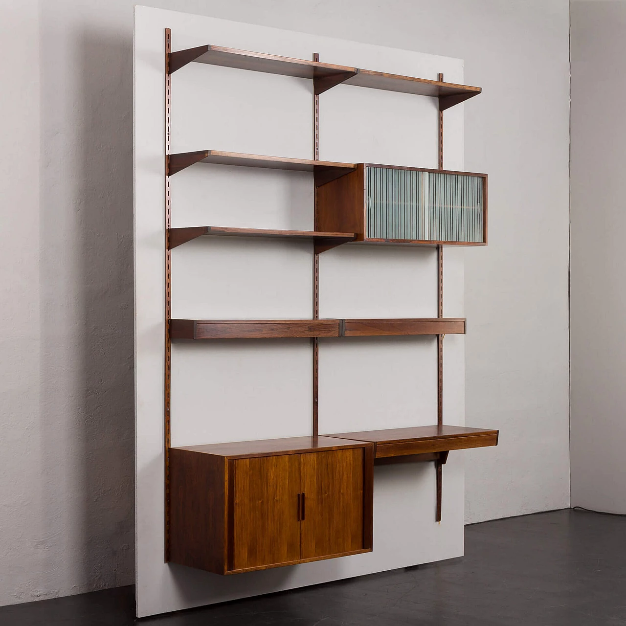 Backlit bookcase with writing desk by Kai Kristiansen for FM Møbler, 1960s 5