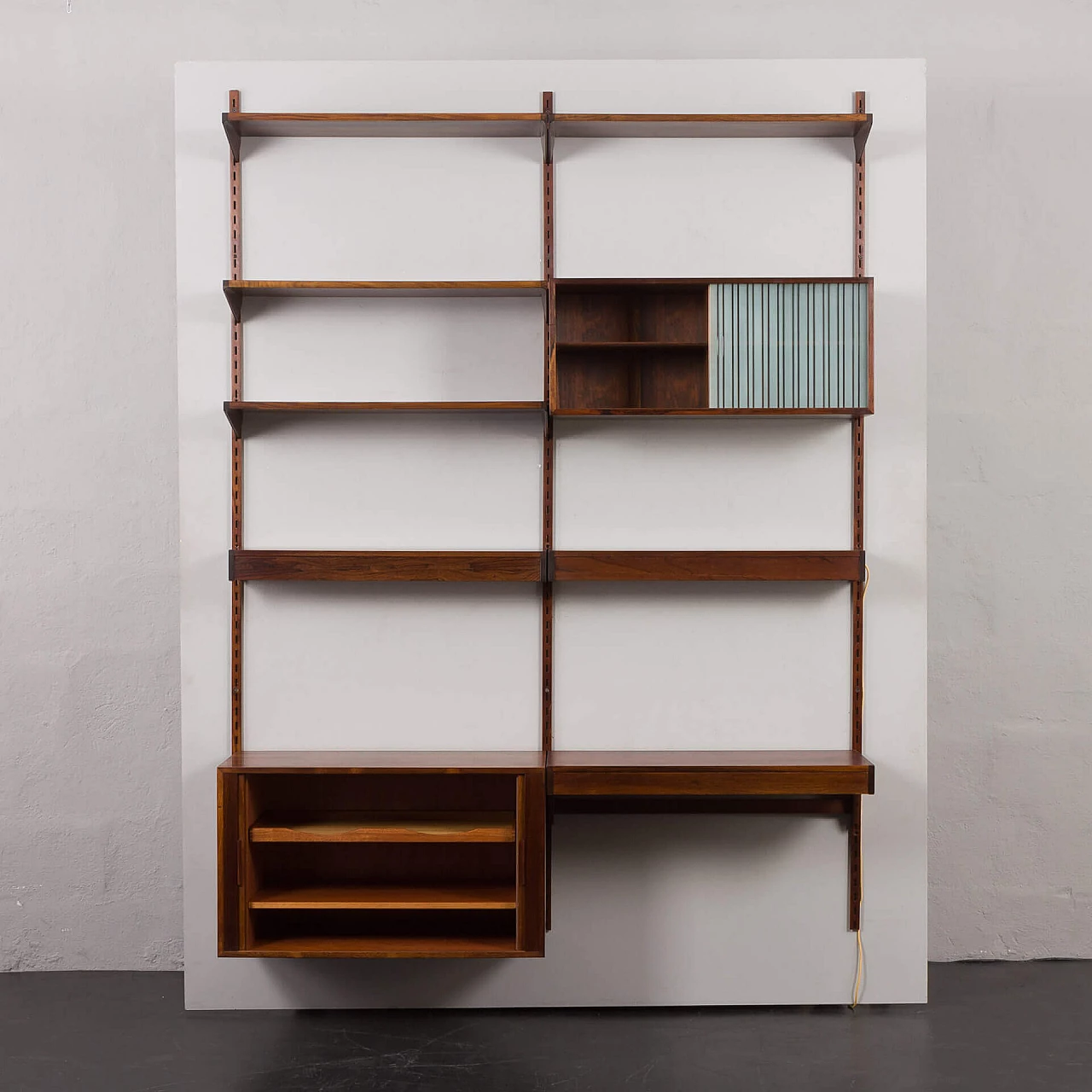 Backlit bookcase with writing desk by Kai Kristiansen for FM Møbler, 1960s 8