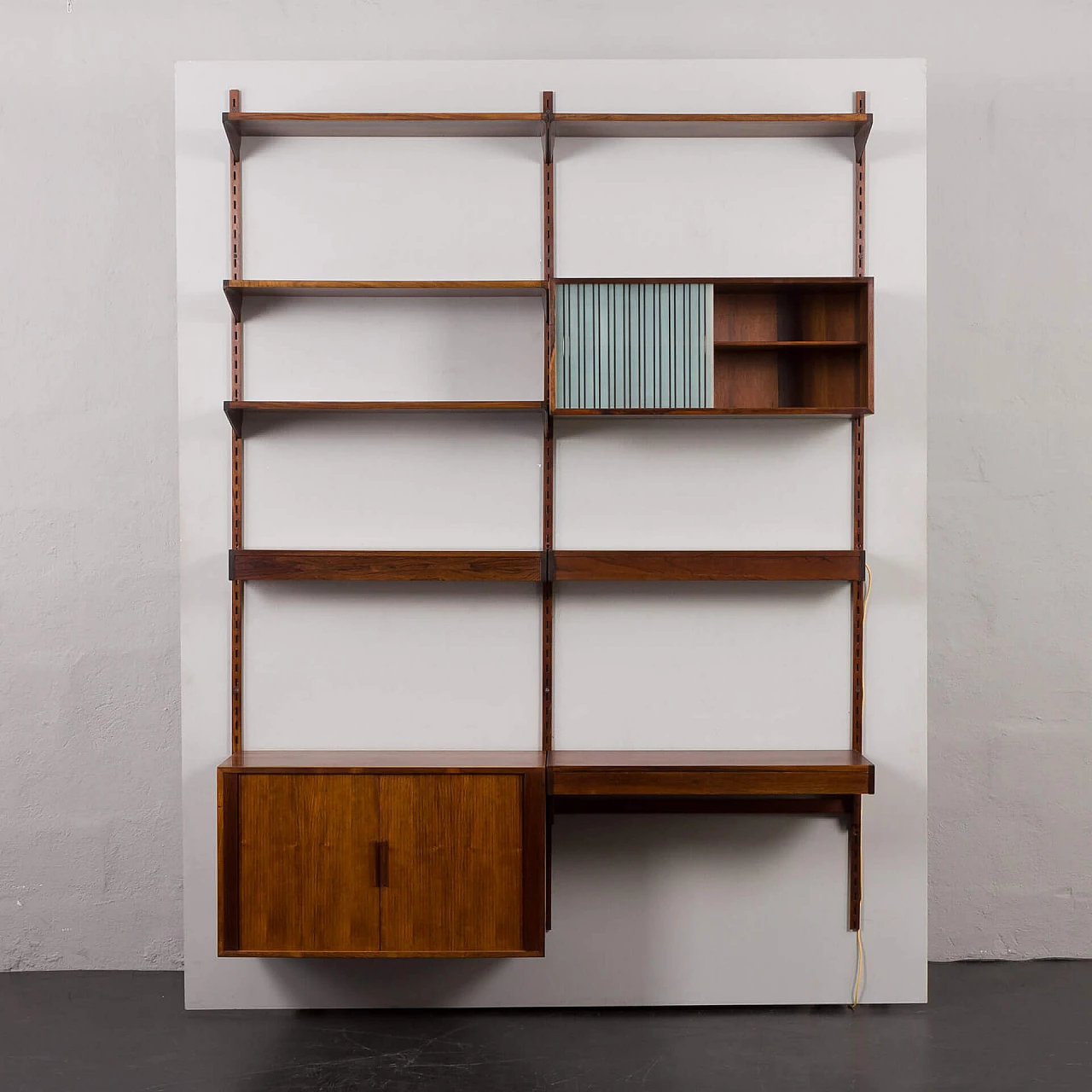 Backlit bookcase with writing desk by Kai Kristiansen for FM Møbler, 1960s 9