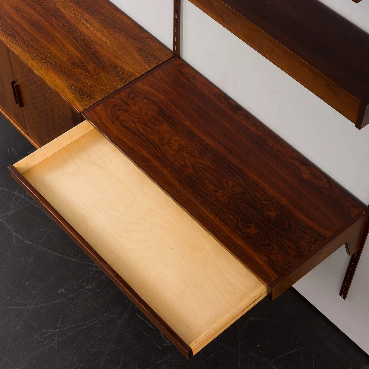 Backlit bookcase with writing desk by Kai Kristiansen for FM Møbler, 1960s 19