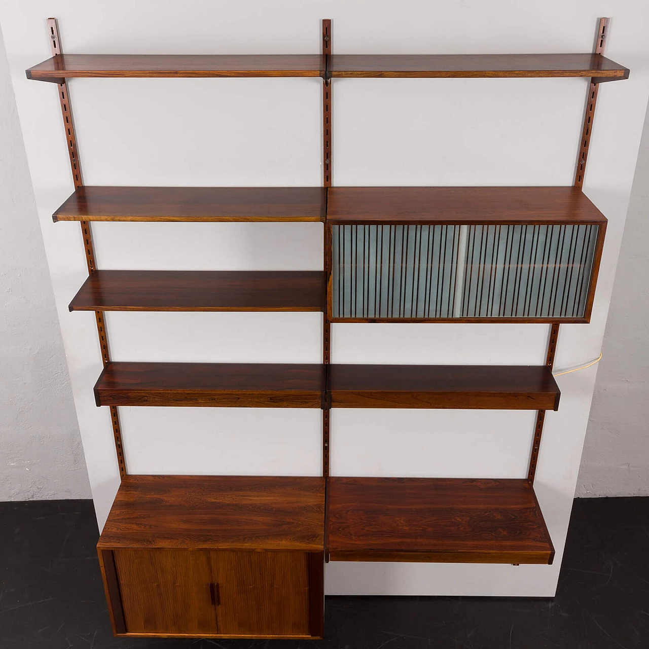 Backlit bookcase with writing desk by Kai Kristiansen for FM Møbler, 1960s 21