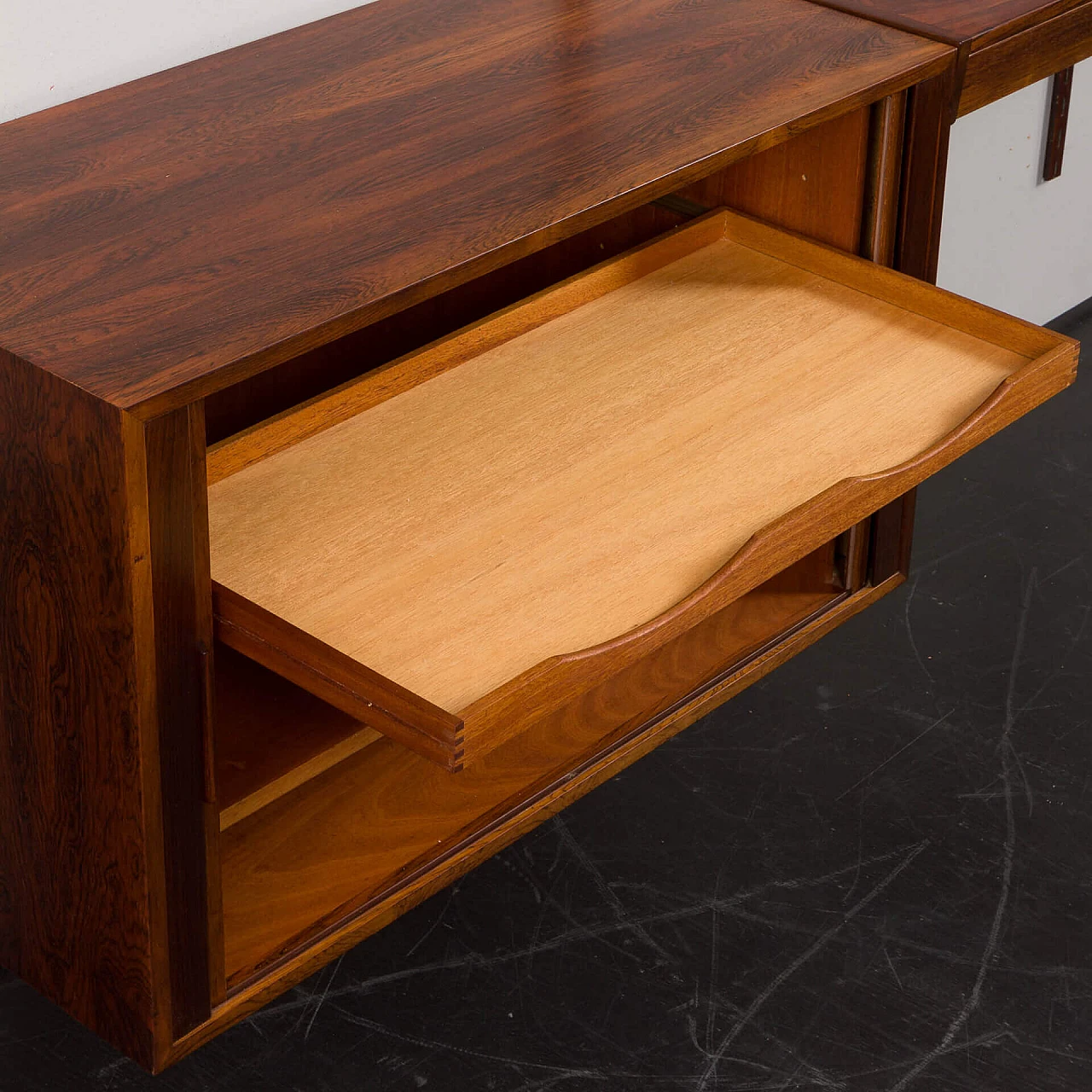 Backlit bookcase with writing desk by Kai Kristiansen for FM Møbler, 1960s 22