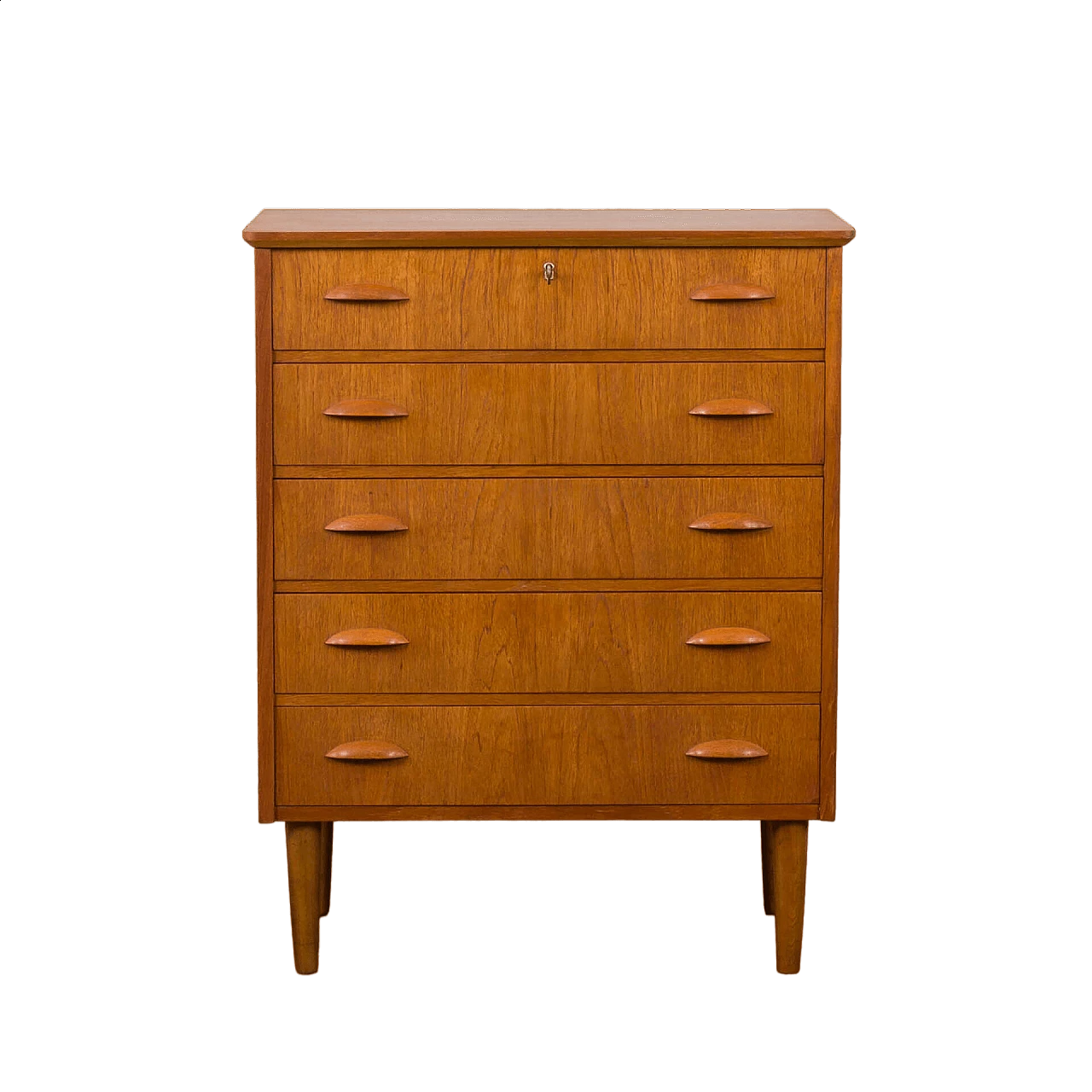 Danish teak chest of drawers with solid teak handles, 1960s 13