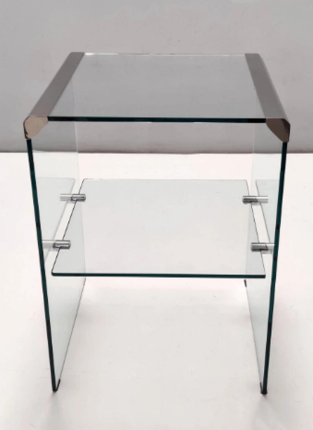 Tavolino in vetro temperato e acciaio di Gallotti&Radice, anni '80 4