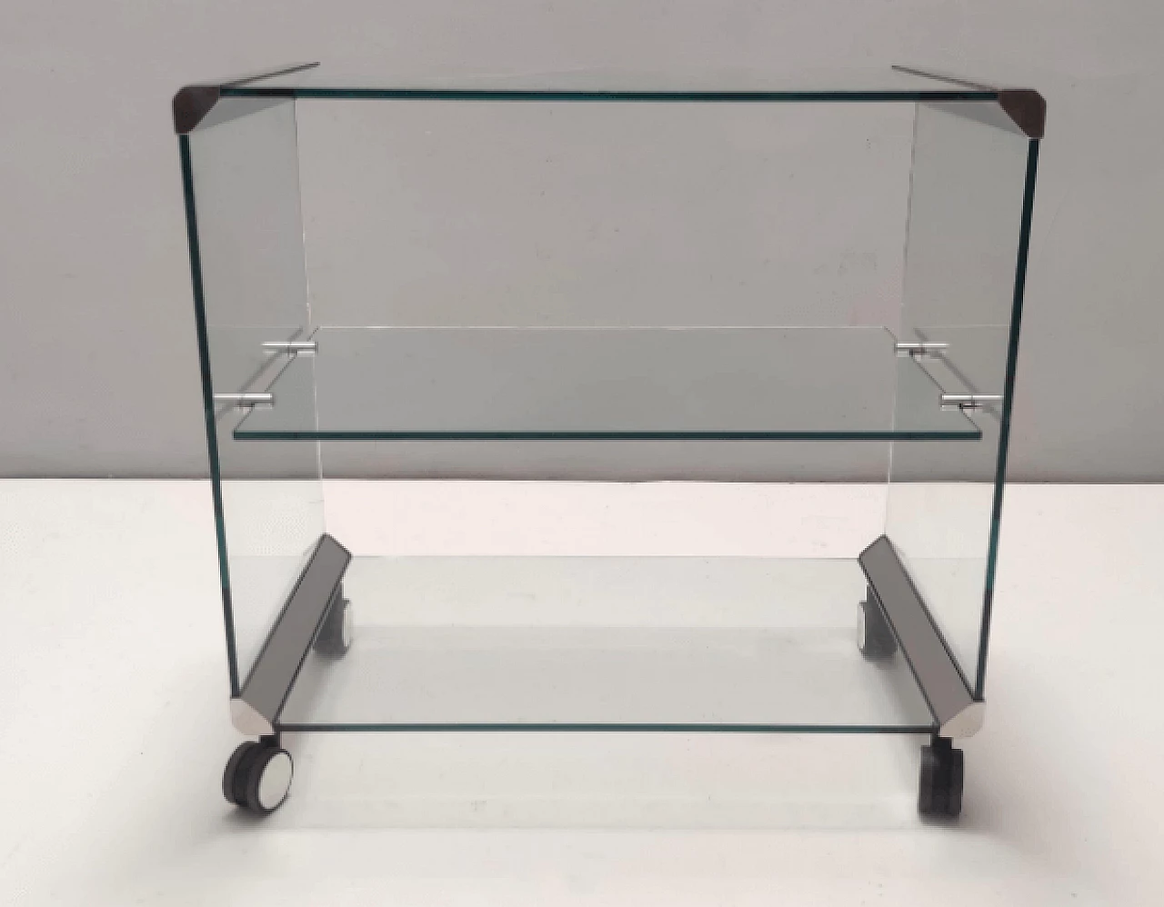 Steel and glass coffee table with casters by Gallotti&Radice, 1980s 5