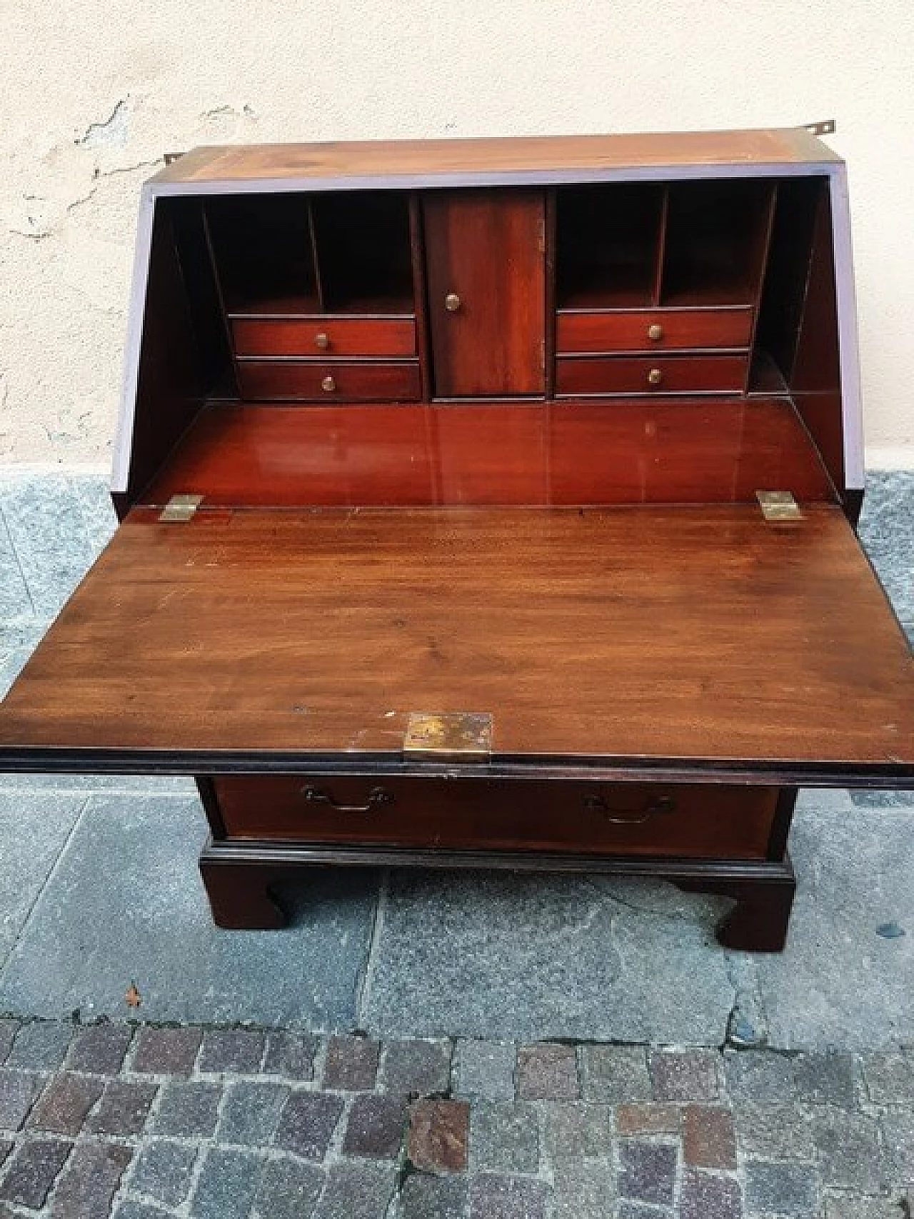 English mahogany flap desk with display case, early 20th century 7