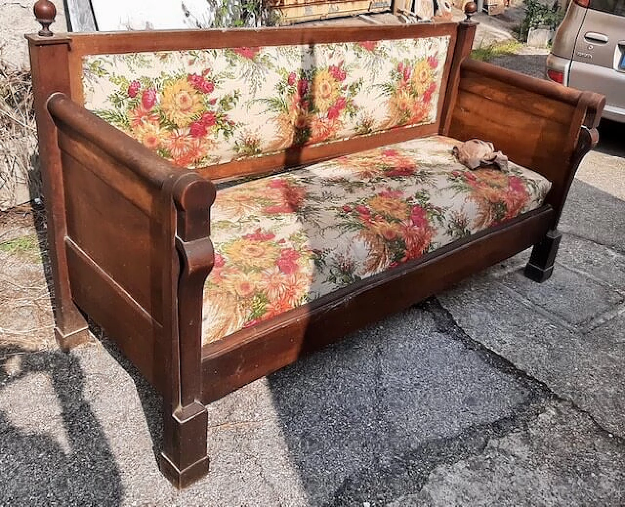 Empire solid walnut sofa, 19th century 5