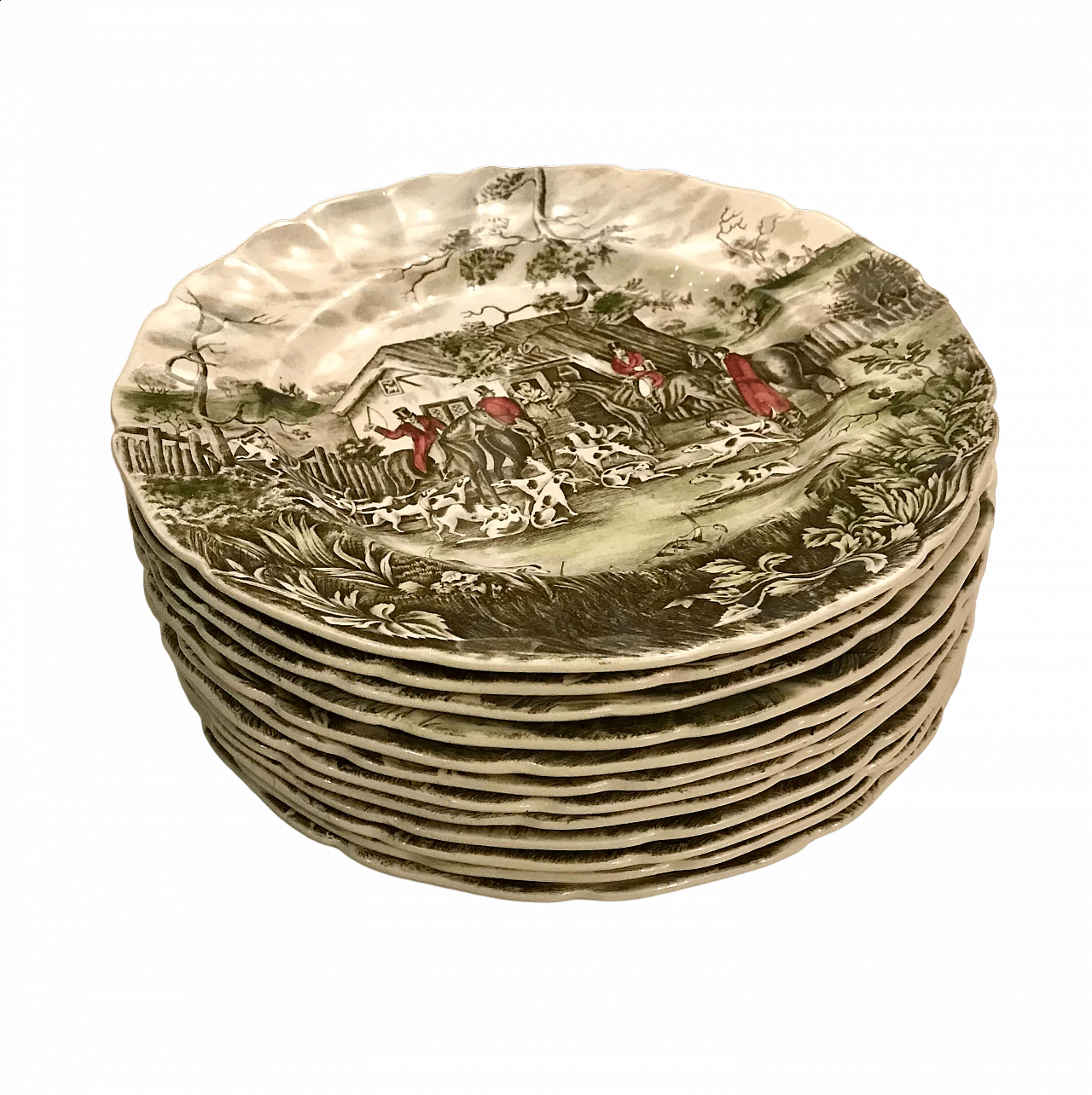 12 Piatti in ceramica inglese di Johnson Brothers Hanley Ltd, anni '40 10