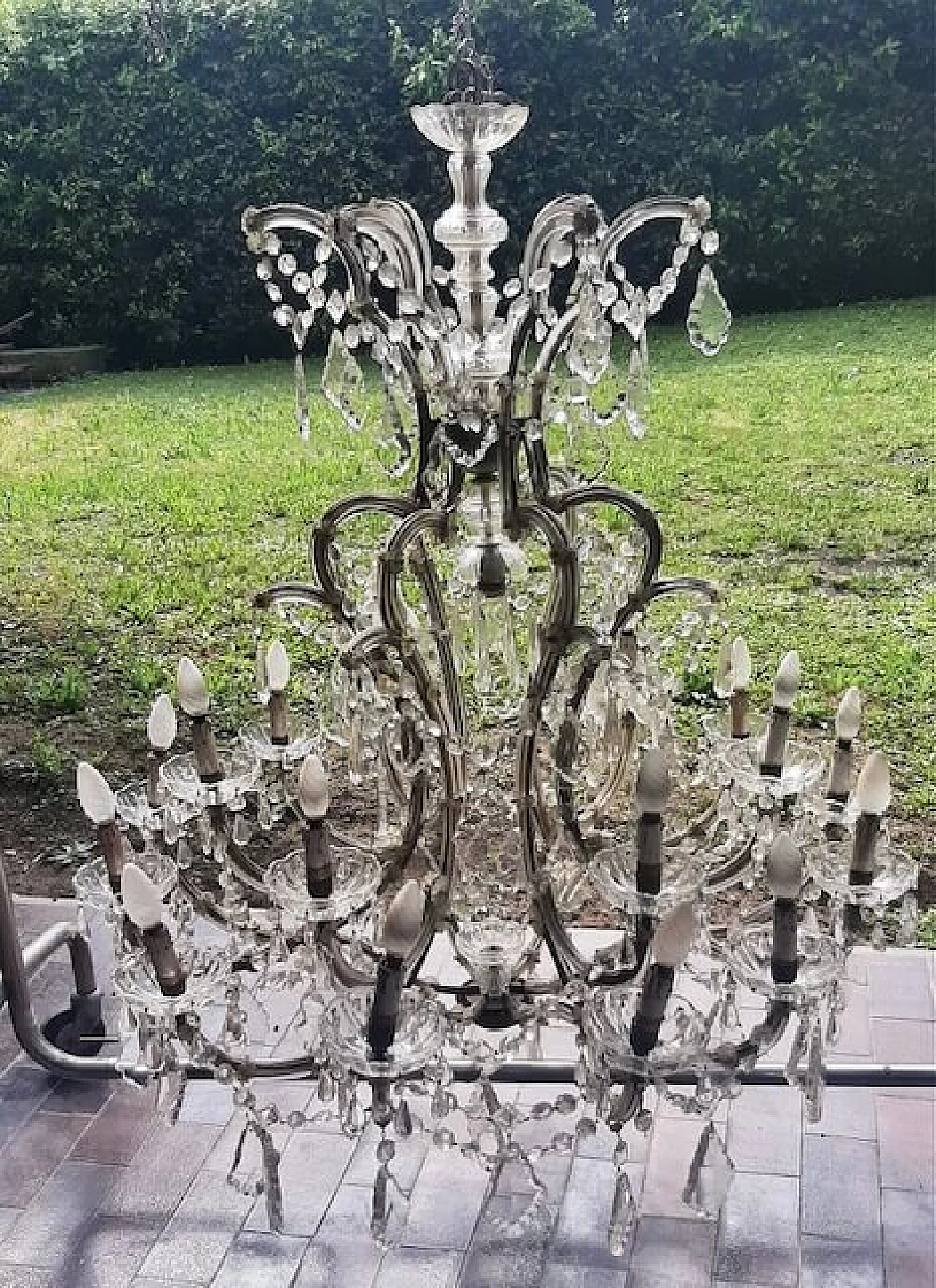 Nineteen-light glass chandelier, early 20th century 4