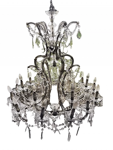 Nineteen-light glass chandelier, early 20th century