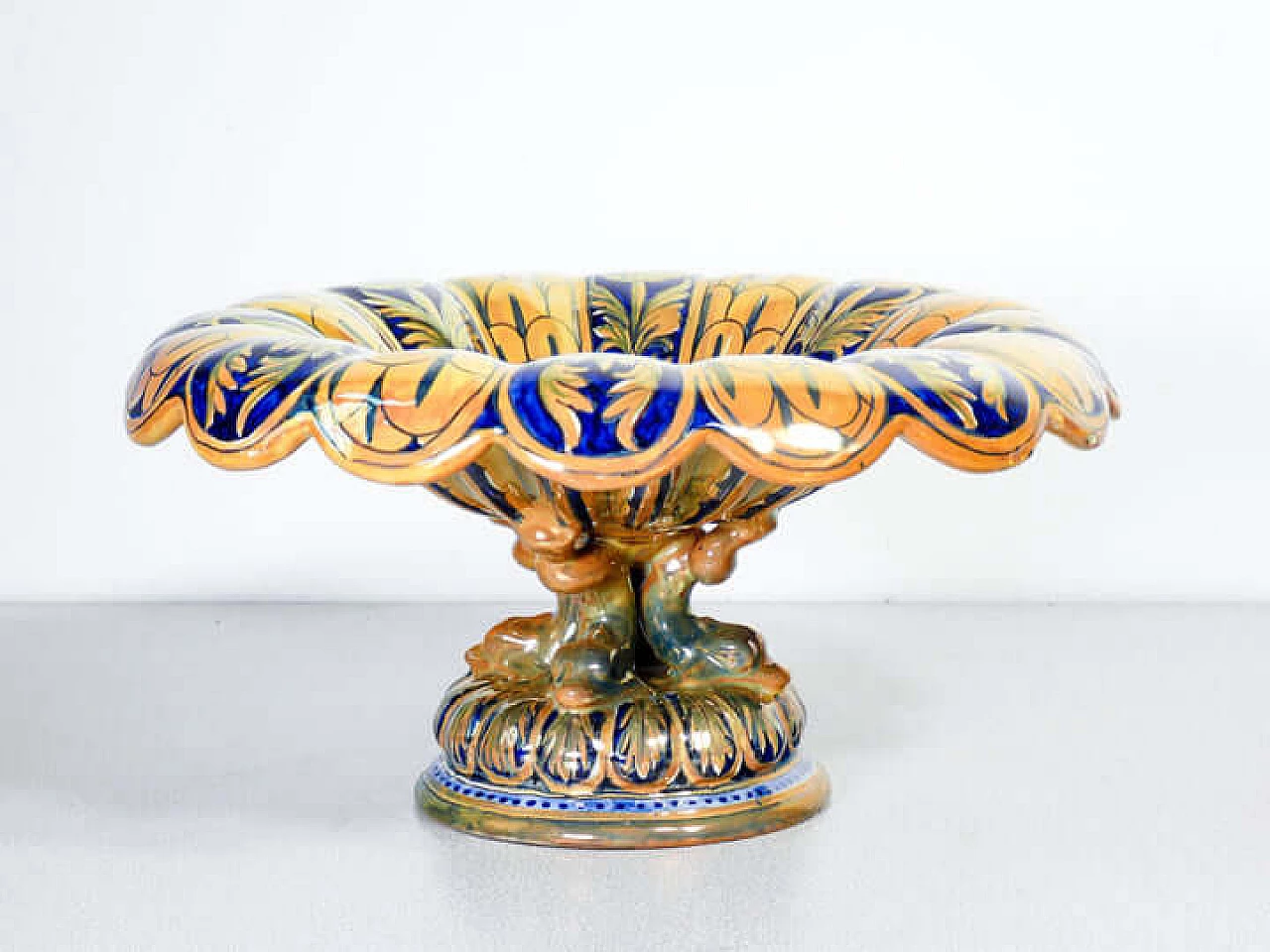Majolica raised bowl by Ceramiche Luca della Robbia Gualdo Tadino 2