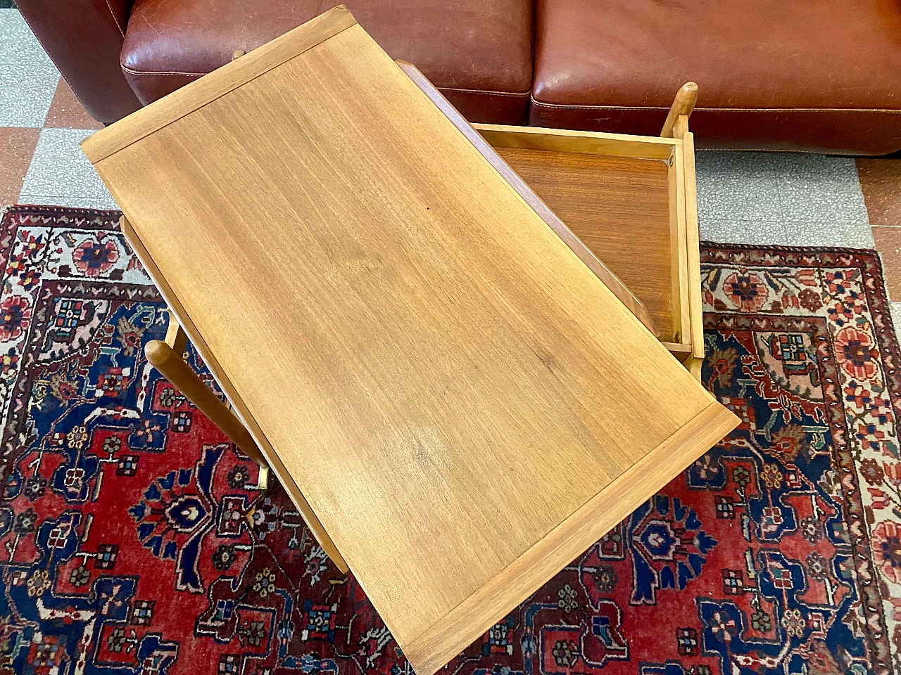 Teak serving cart by Peter Hvidt for Soborg Mobler, 1960s 2