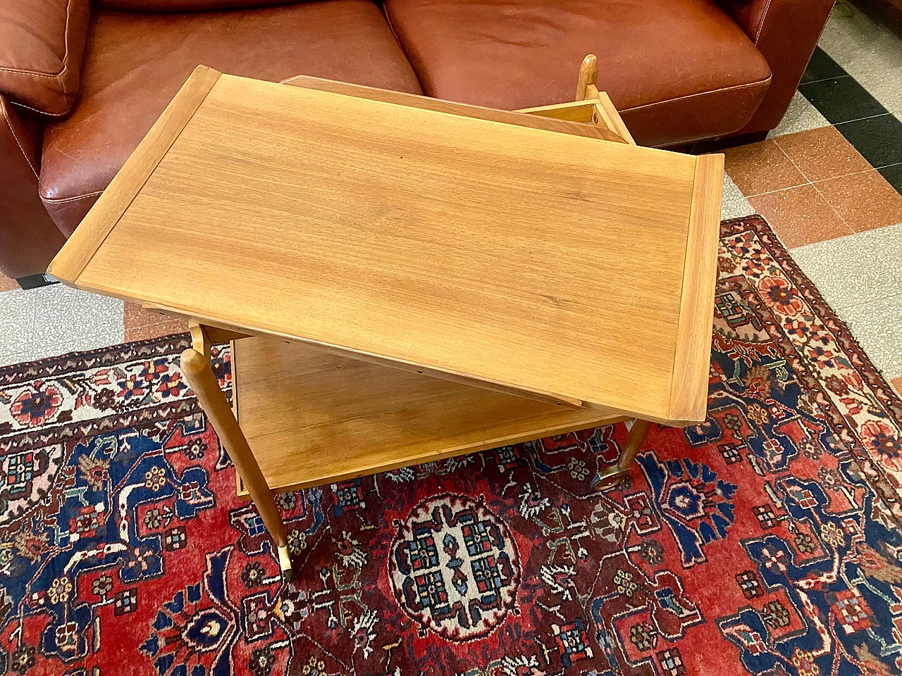 Teak serving cart by Peter Hvidt for Soborg Mobler, 1960s 3