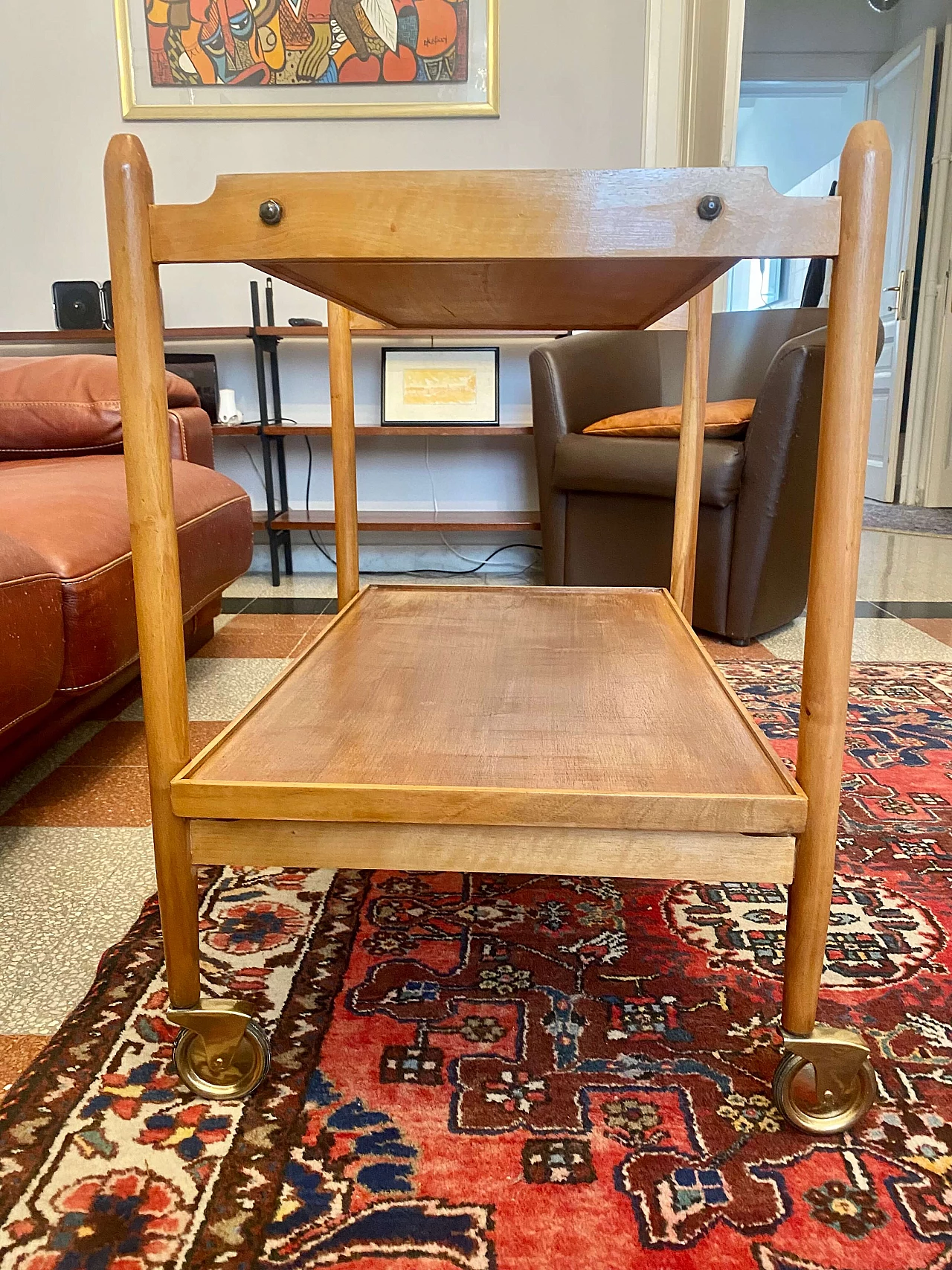 Teak serving cart by Peter Hvidt for Soborg Mobler, 1960s 4
