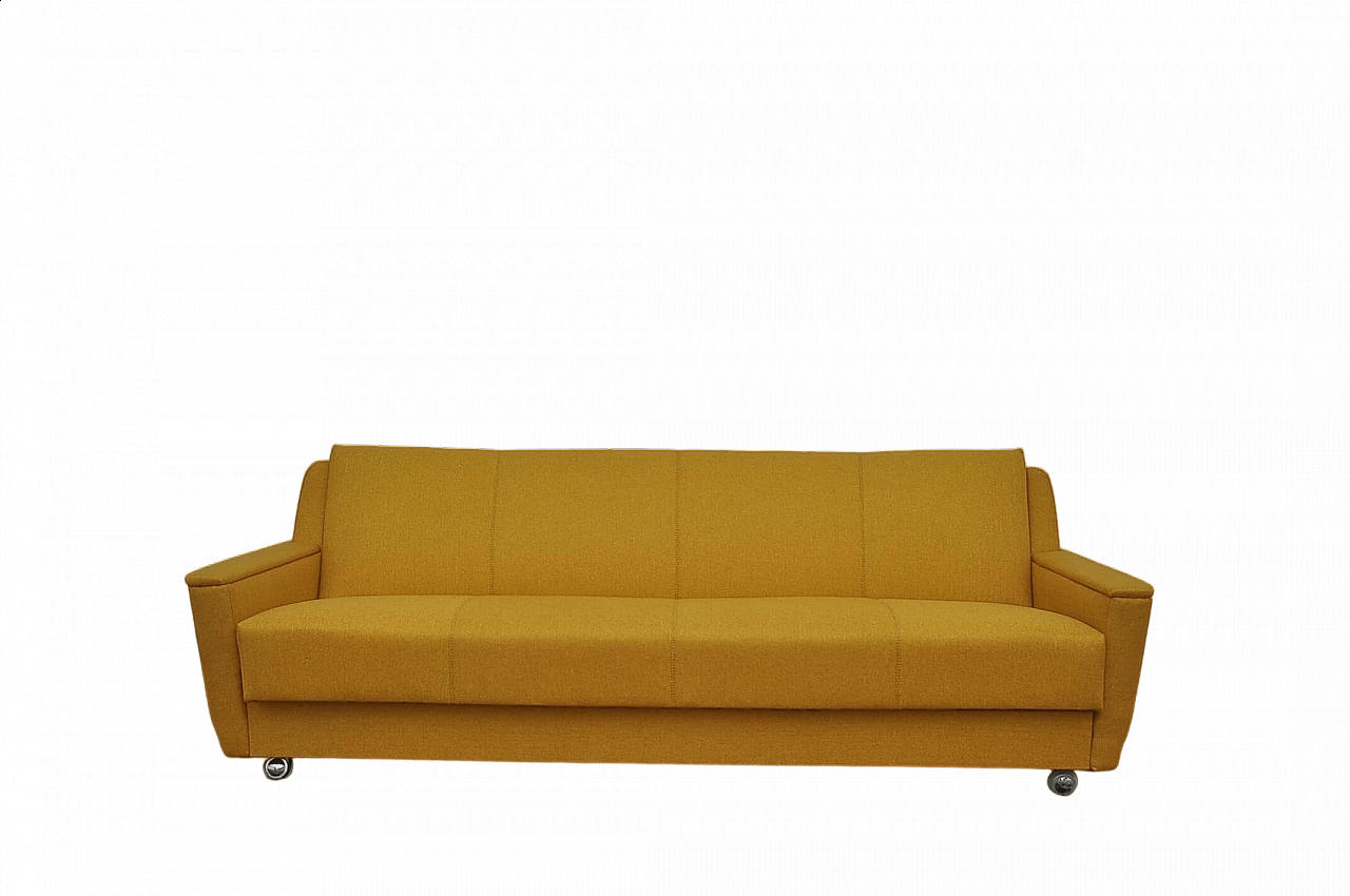 Sofa bed in mustard yellow fabric, 1970s 11