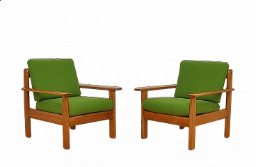 Pair of solid cherry wood armchairs by Knoll Antimott, 1960s