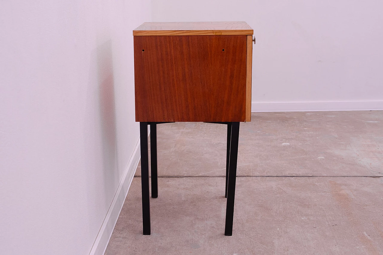 Ash, maple and plywood bedside table with iron legs by UP Závody, 1960s 5