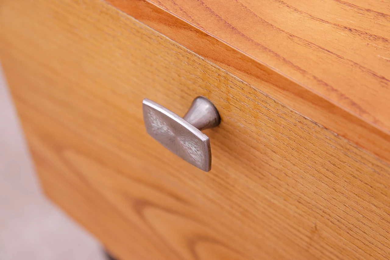 Ash, maple and plywood bedside table with iron legs by UP Závody, 1960s 9