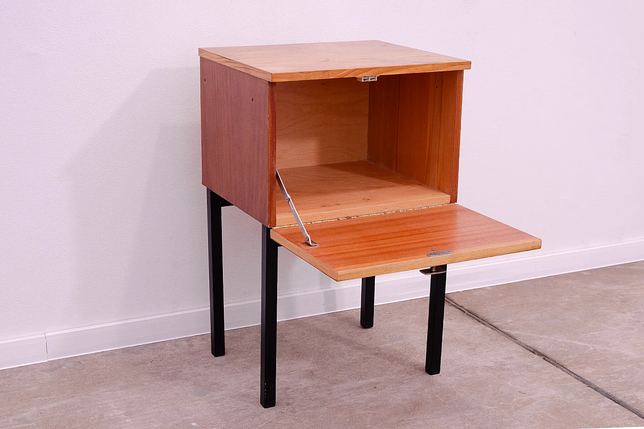 Ash, maple and plywood bedside table with iron legs by UP Závody, 1960s 10