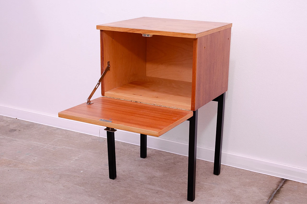 Ash, maple and plywood bedside table with iron legs by UP Závody, 1960s 11