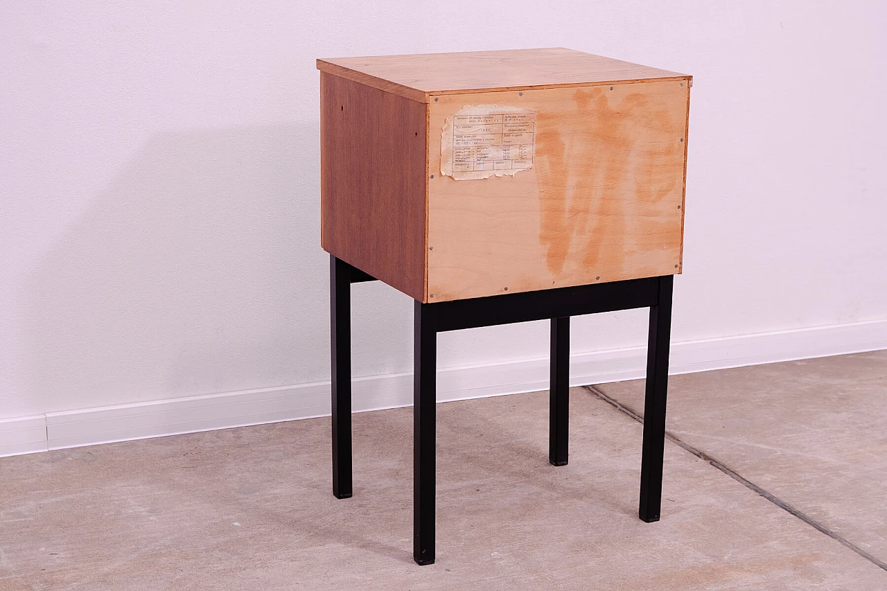 Ash, maple and plywood bedside table with iron legs by UP Závody, 1960s 15
