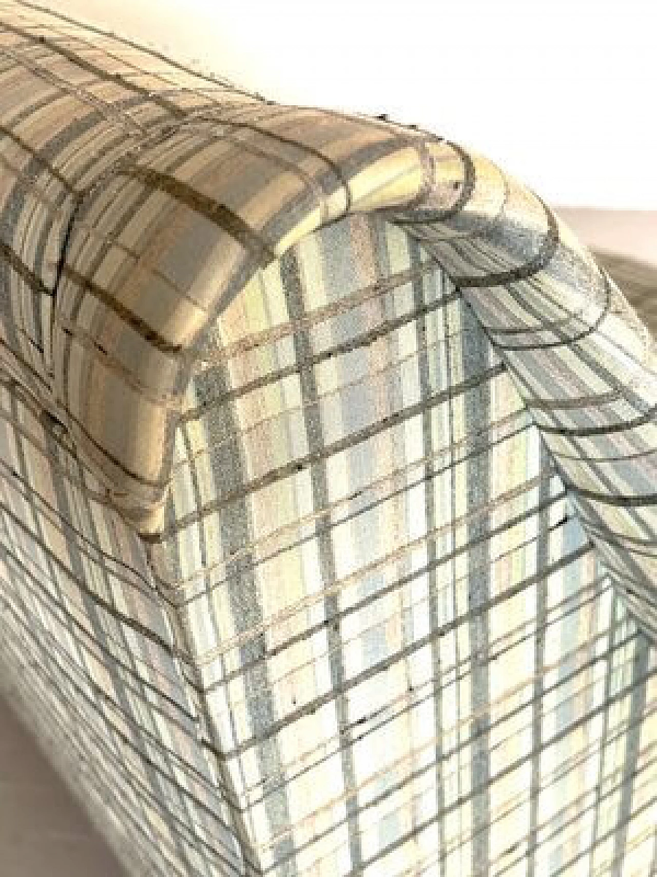 Four-seater fabric sofa with brass legs, 1950s 12