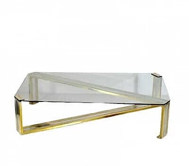 Steel, brass and glass coffee table, 1970s