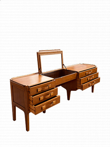 Walnut vanity table with drawers, 1950s