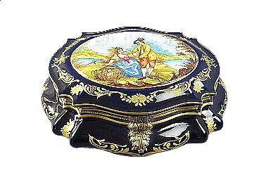 French Sèvres style porcelain and bronze jewelry box casket