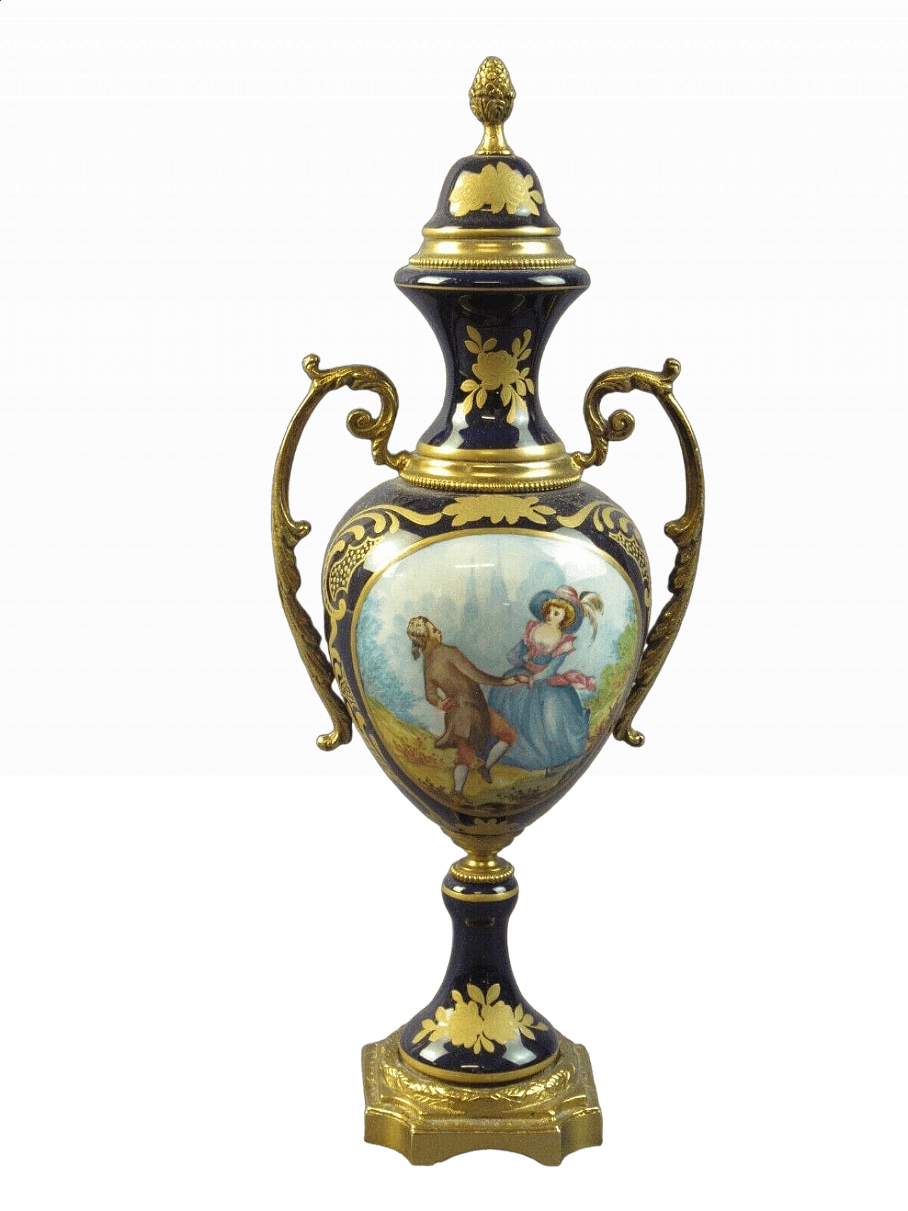 Vaso ad anfora francese in bronzo e porcellana 17