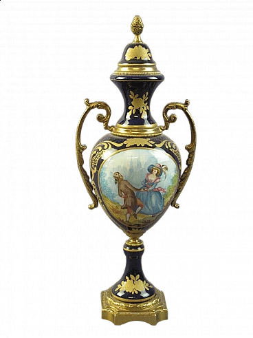 French bronze and porcelain amphora vase