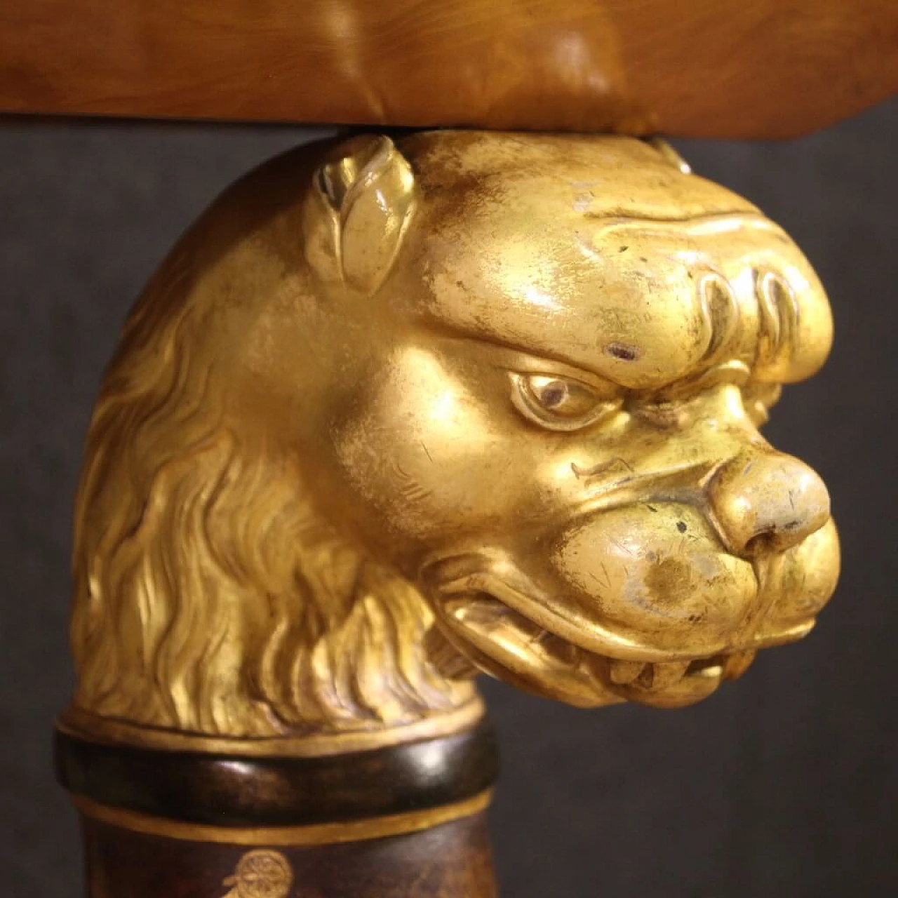 Inlaid wooden console table with marble top, 19th century 5