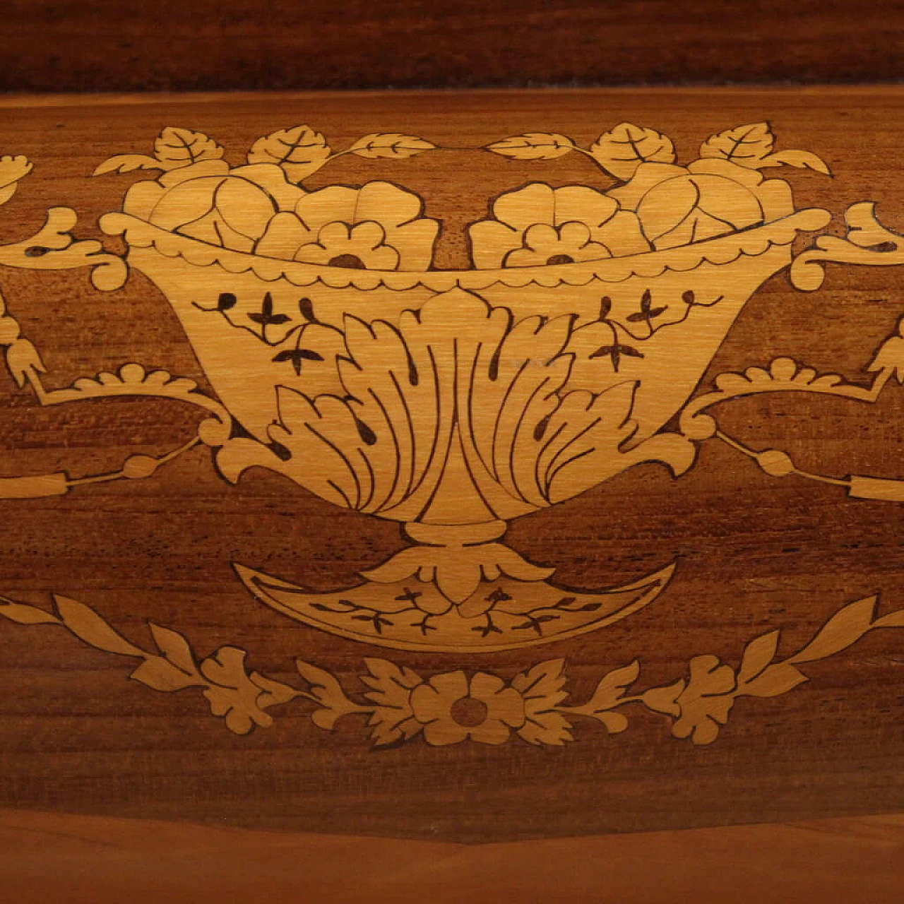 Consolle in legno intarsiata con piano in marmo, '800 8