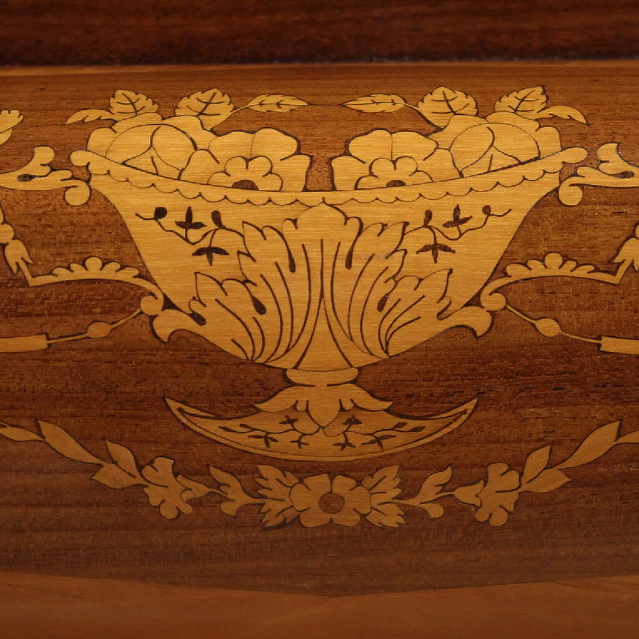 Inlaid wooden console table with marble top, 19th century 8