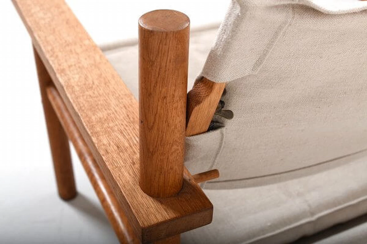 Coppia di poltrone Safari in quercia e lino, anni '60 9