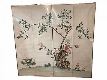 Coppia di pannelli cinesi dipinti ad acquarelli, '800