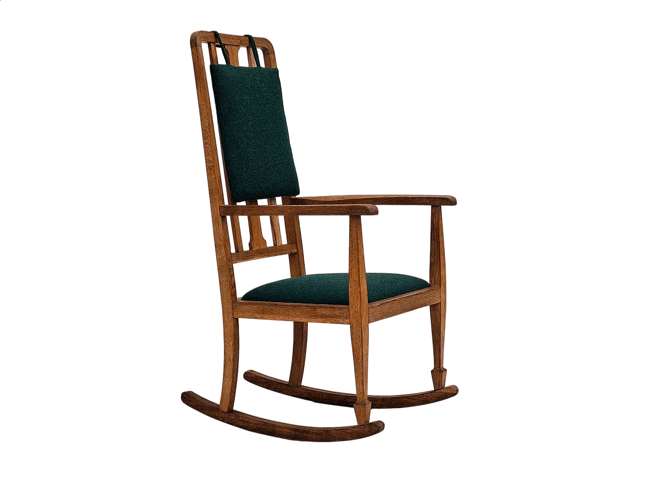 Danish rocking chair with high back in oak and Kvadrat wool, 1960s 17