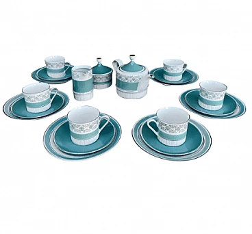 White and turquoise porcelain coffee service by Kahl, 1960s