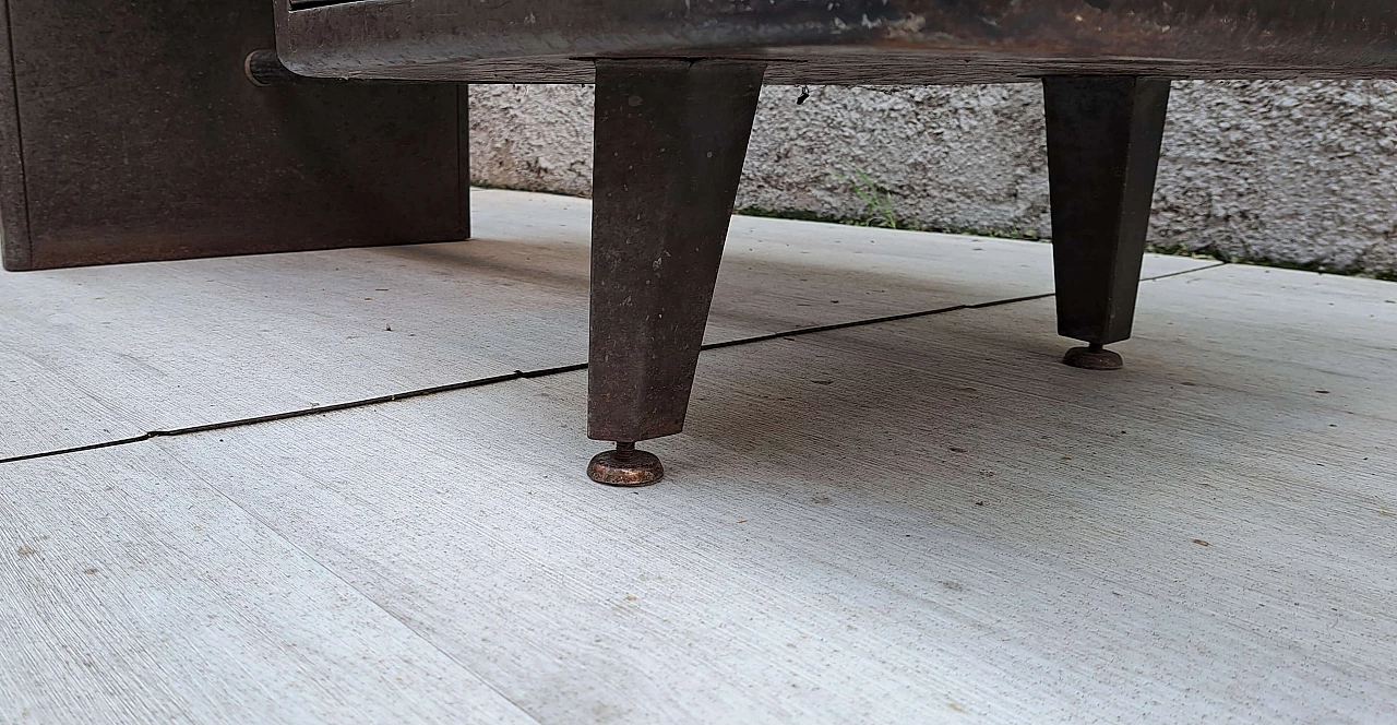 Metal desk with light blue faux leather top, 1950s 9