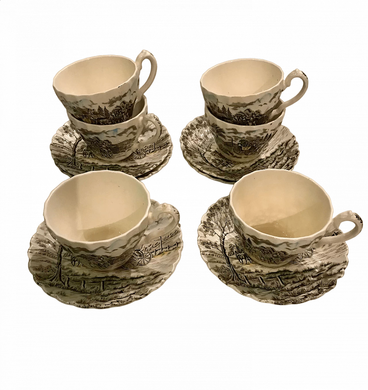 6 Tazze da tè con piattini di Myott Royal Mail, anni '50 12