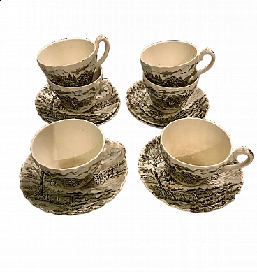 6 Tazze da tè con piattini di Myott Royal Mail, anni '50