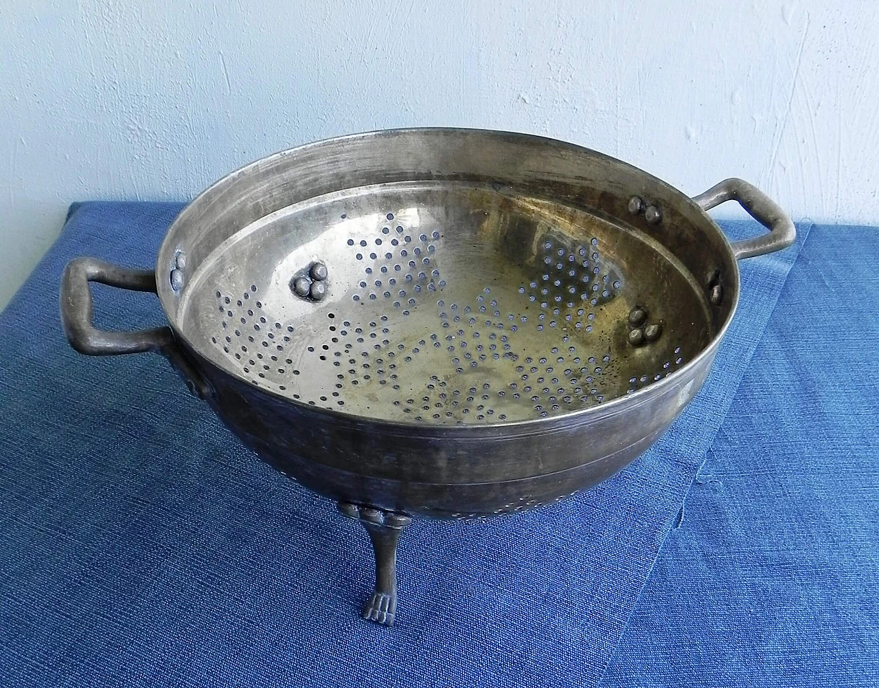 Solid brass colander, 1970s 1