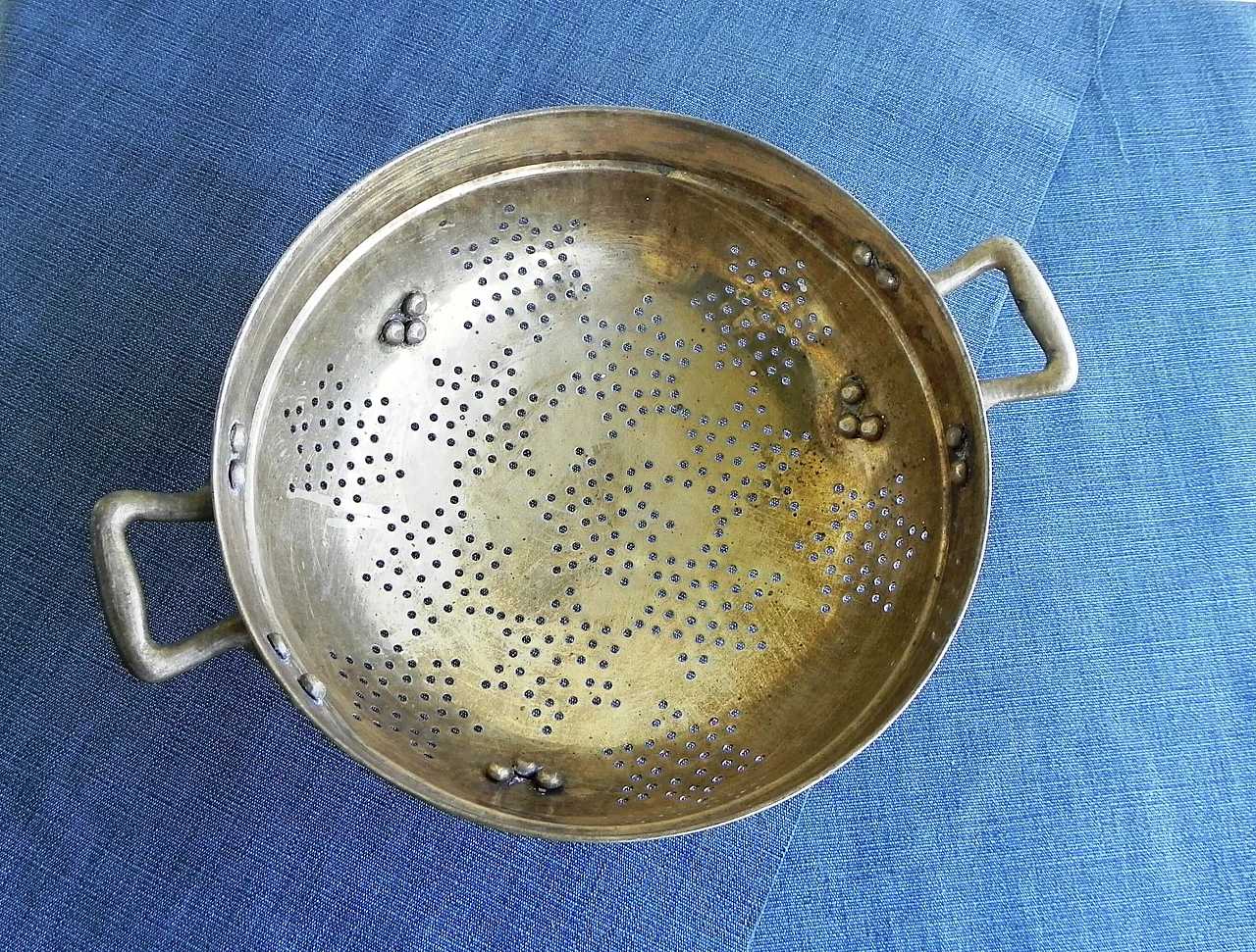 Solid brass colander, 1970s 2